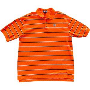 Auburn University College Classics Orange Navy Blue Stripe Polo Size 2XL